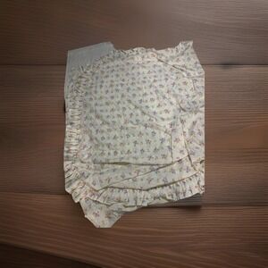 Vintage Sheet Material Flowers Ruffled Bedspread Or Ruffled Sheet Cottagecore